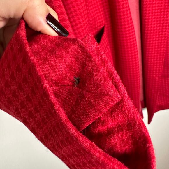Cabi Red Houndstooth Trench Coat - Picture 8 of 15